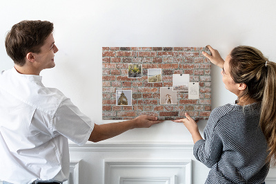 Bild mit Korkrückwand Ziegelwandmotiv mit natürlicher Oberfläche