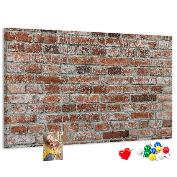 Bild mit Korkrückwand Ziegelwandmotiv mit natürlicher Oberfläche