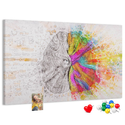 Korkbild Gehirn in Farben mit kreativem Hintergrund