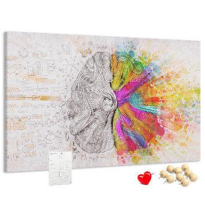 Korkbild Gehirn in Farben mit kreativem Hintergrund