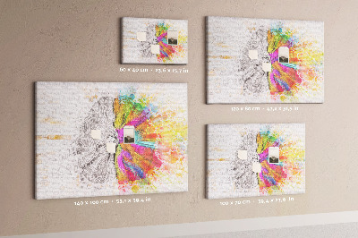 Korkbild Gehirn in Farben mit kreativem Hintergrund