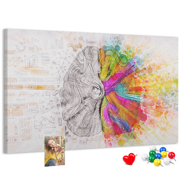 Korkbild Gehirn in Farben mit kreativem Hintergrund
