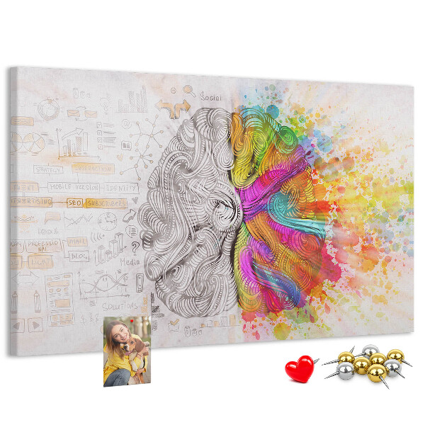 Korkbild Gehirn in Farben mit kreativem Hintergrund