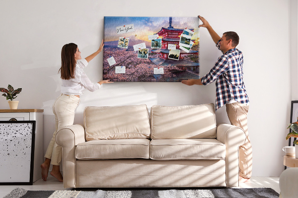 Bild mit Korkrückwand Frühlingslandschaft mit dem Berg Fuji
