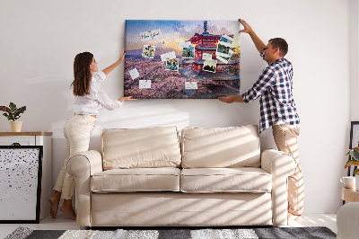 Bild mit Korkrückwand Frühlingslandschaft mit dem Berg Fuji