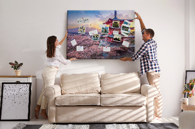 Bild mit Korkrückwand Frühlingslandschaft mit dem Berg Fuji