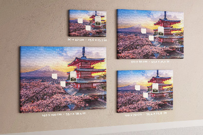 Bild mit Korkrückwand Frühlingslandschaft mit dem Berg Fuji