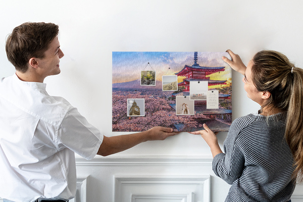 Bild mit Korkrückwand Frühlingslandschaft mit dem Berg Fuji
