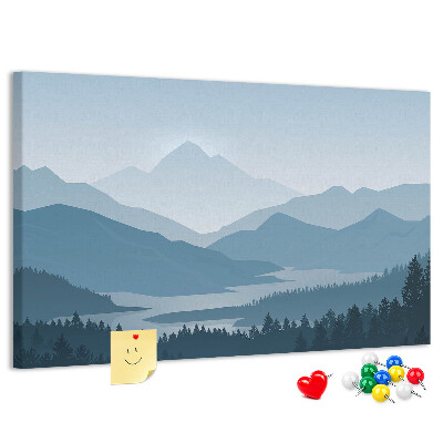 Korkbild Berglandschaft in Blautönen