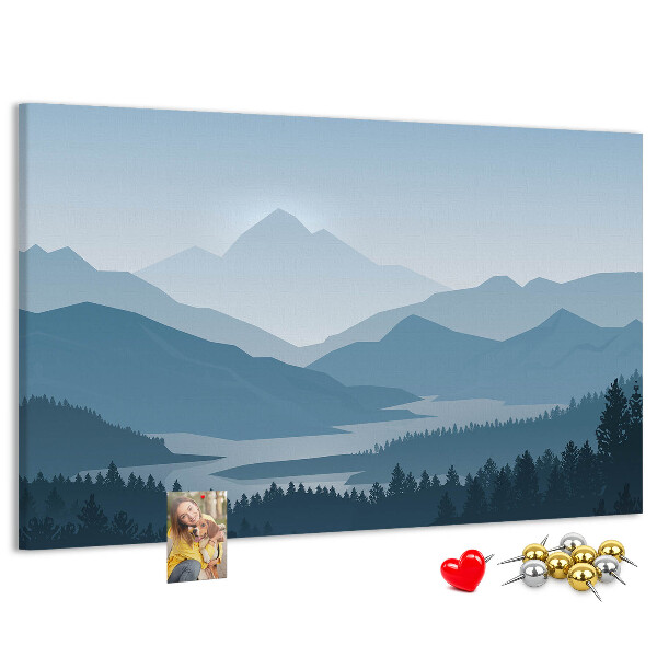 Korkbild Berglandschaft in Blautönen
