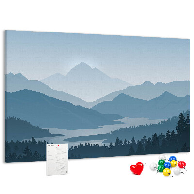 Korkbild Berglandschaft in Blautönen