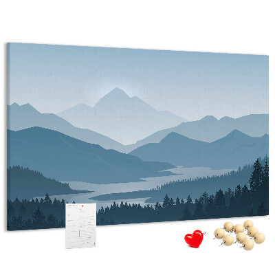 Korkbild Berglandschaft in Blautönen