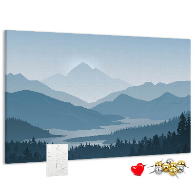Korkbild Berglandschaft in Blautönen