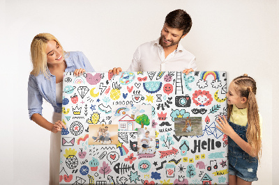 Bilder mit Korkrückwand farbenfrohe Muster mit gezeichneten Motiven