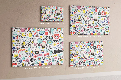 Bilder mit Korkrückwand farbenfrohe Muster mit gezeichneten Motiven