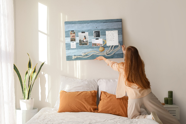 Korkbild Meereslandschaft mit Muscheln und Schnur