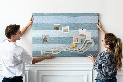 Korkbild Meereslandschaft mit Muscheln und Schnur