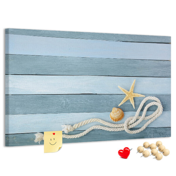 Korkbild Meereslandschaft mit Muscheln und Schnur