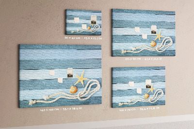 Korkbild Meereslandschaft mit Muscheln und Schnur