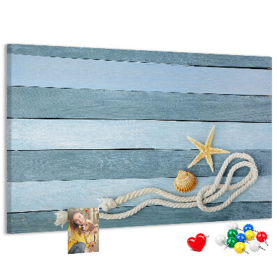 Korkbild Meereslandschaft mit Muscheln und Schnur