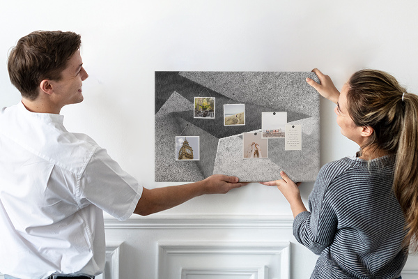 Bilder mit Korkrückwand geometrische Formen im minimalistischen Stil