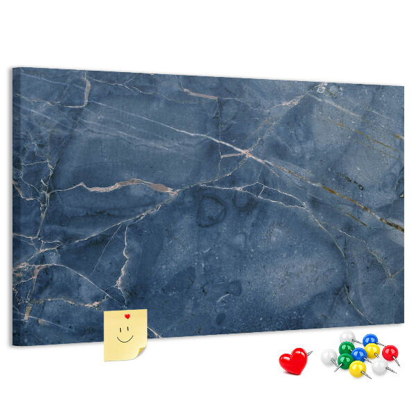 Korktafel in marineblauem Marmordesign mit hellen Adern