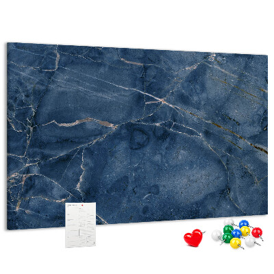 Korktafel in marineblauem Marmordesign mit hellen Adern