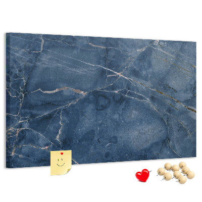 Korktafel in marineblauem Marmordesign mit hellen Adern