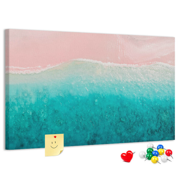 Bild mit Korkrückwand Meereswellen auf rosa Hintergrund