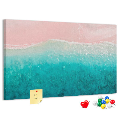 Bild mit Korkrückwand Meereswellen auf rosa Hintergrund