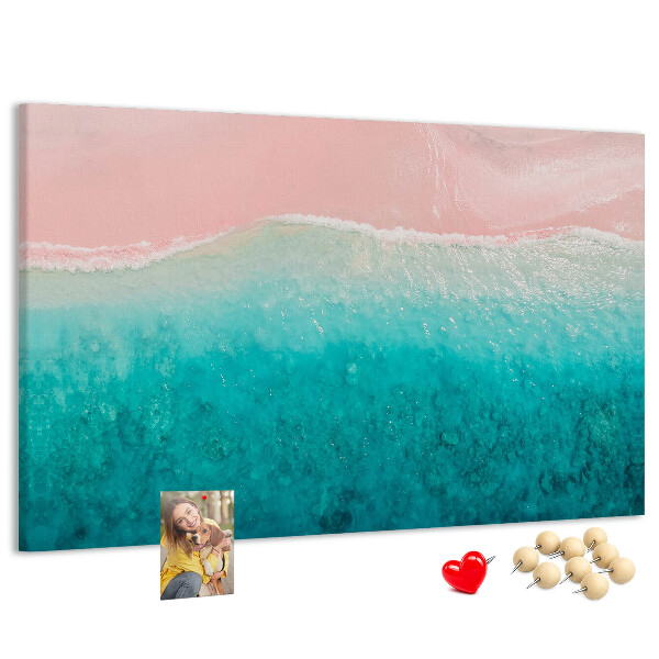 Bild mit Korkrückwand Meereswellen auf rosa Hintergrund