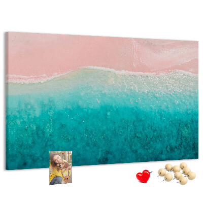 Bild mit Korkrückwand Meereswellen auf rosa Hintergrund