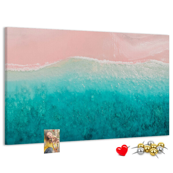 Bild mit Korkrückwand Meereswellen auf rosa Hintergrund