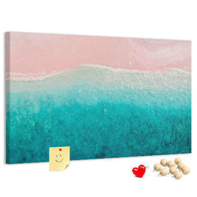 Bild mit Korkrückwand Meereswellen auf rosa Hintergrund