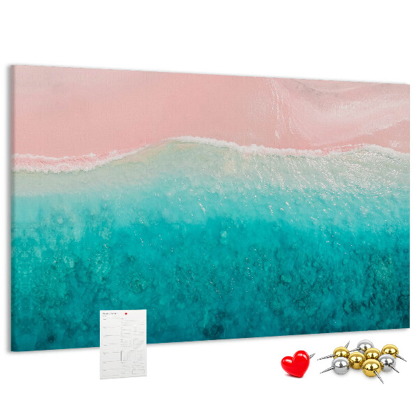 Bild mit Korkrückwand Meereswellen auf rosa Hintergrund
