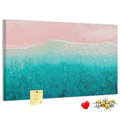 Bild mit Korkrückwand Meereswellen auf rosa Hintergrund