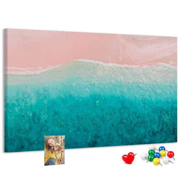 Bild mit Korkrückwand Meereswellen auf rosa Hintergrund