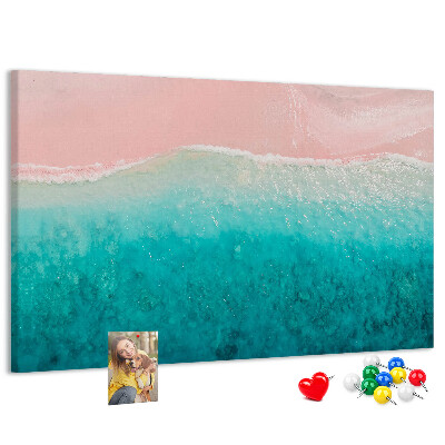 Bild mit Korkrückwand Meereswellen auf rosa Hintergrund