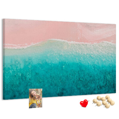 Bild mit Korkrückwand Meereswellen auf rosa Hintergrund