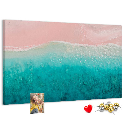 Bild mit Korkrückwand Meereswellen auf rosa Hintergrund