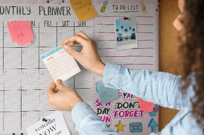 Korktafel bunter Monatsplaner mit Motiven