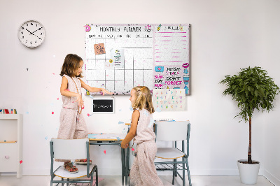 Korktafel bunter Monatsplaner mit Motiven