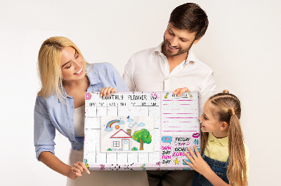 Korktafel bunter Monatsplaner mit Motiven