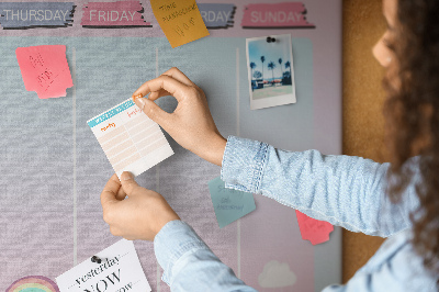Korktafel Wochenplaner mit bunten Einhörnern