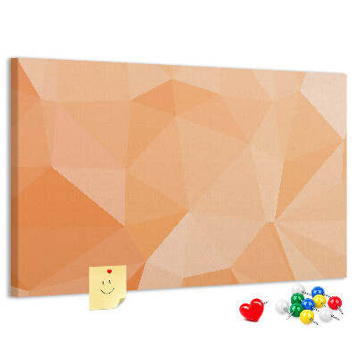 Kork-Pinnwand mit geometrischem Dreiecksmuster in Orangetönen