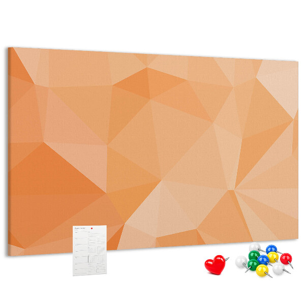 Kork-Pinnwand mit geometrischem Dreiecksmuster in Orangetönen