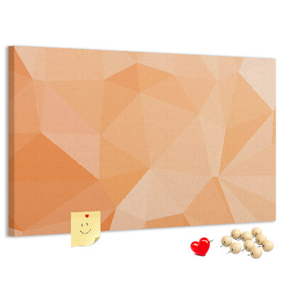 Kork-Pinnwand mit geometrischem Dreiecksmuster in Orangetönen