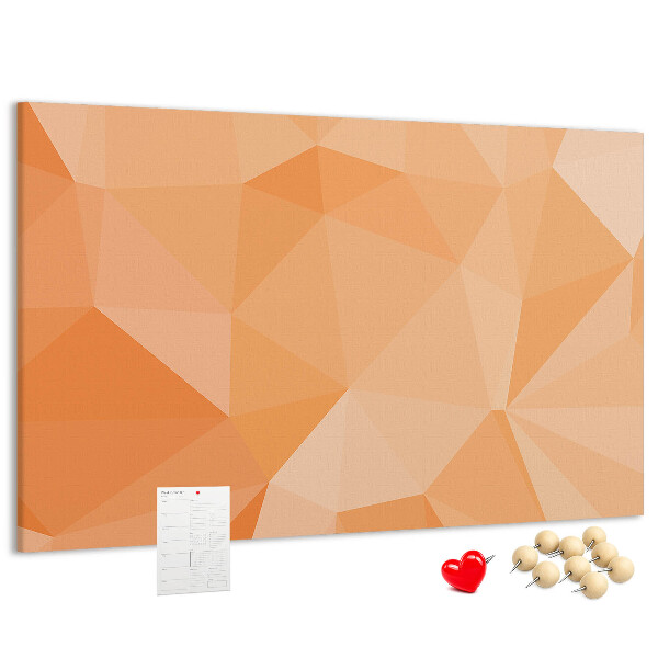 Kork-Pinnwand mit geometrischem Dreiecksmuster in Orangetönen