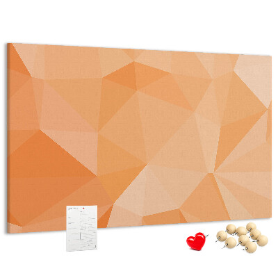 Kork-Pinnwand mit geometrischem Dreiecksmuster in Orangetönen