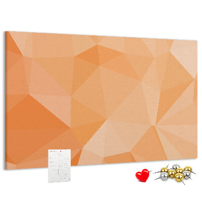 Kork-Pinnwand mit geometrischem Dreiecksmuster in Orangetönen